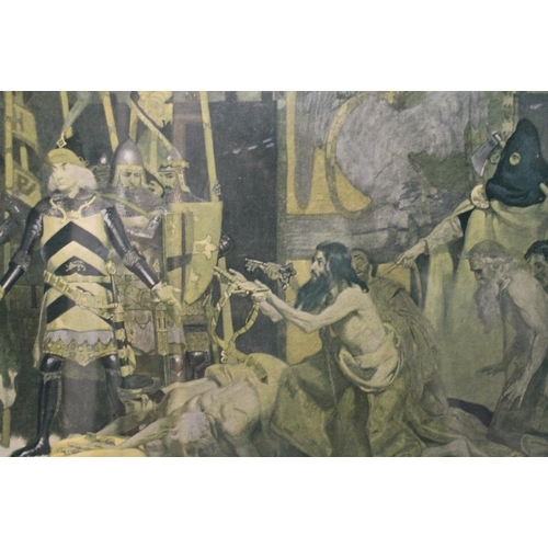71 - FRANK O. SALISBURY. A 1919 medieval palace interior scene with criminals being sentenced by King. Si... 