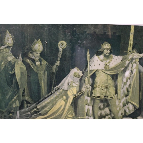 71 - FRANK O. SALISBURY. A 1919 medieval palace interior scene with criminals being sentenced by King. Si... 