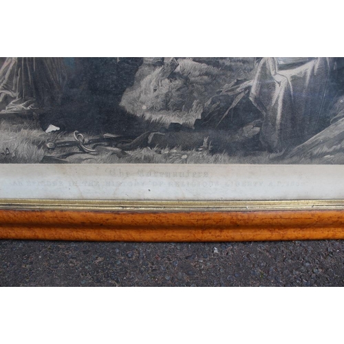 72 - ALEXANDER JOHNSON. 'The Covenanters', engraving on paper published 1855, framed in maple frame and g... 