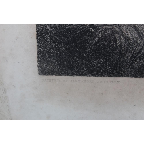 72 - ALEXANDER JOHNSON. 'The Covenanters', engraving on paper published 1855, framed in maple frame and g... 