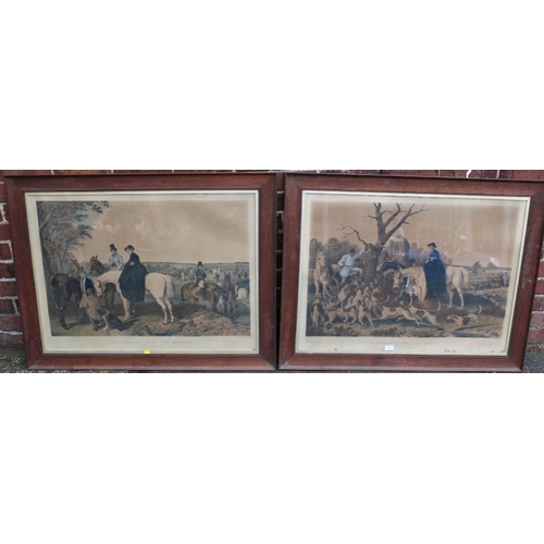 74 - AFTER J.F. HERRING SENIOR. Two nineteenth century fox hunting scenes 'The Meet' and 'The Death'. Col... 