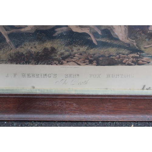 74 - AFTER J.F. HERRING SENIOR. Two nineteenth century fox hunting scenes 'The Meet' and 'The Death'. Col... 