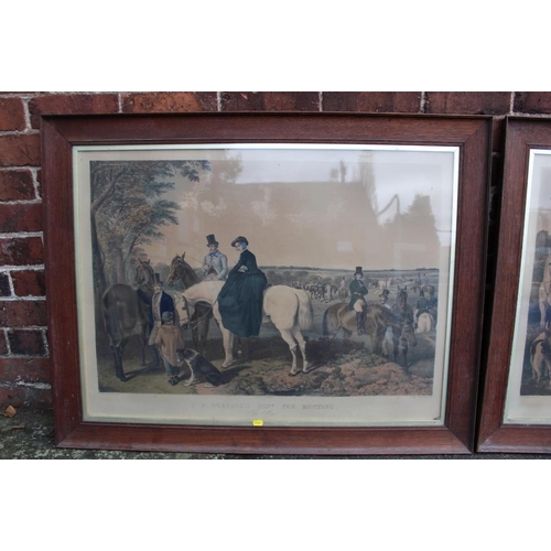 74 - AFTER J.F. HERRING SENIOR. Two nineteenth century fox hunting scenes 'The Meet' and 'The Death'. Col... 