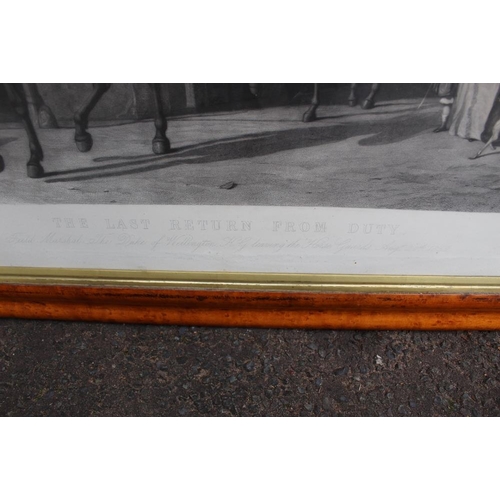 77 - AFTER JAMES W. GLASS, a nineteenth century print 'The Last Return From Duty', framed in a period map... 