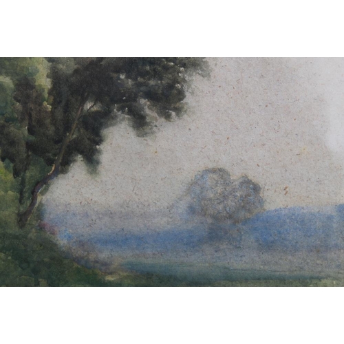 78 - F. STRATTON. A misty wooded landscape, signed and dated 1875 lower right, watercolour, framed and gl... 