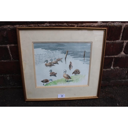 80 - MARGARET SEATON (XX). British School. Ducks at water's edge. Signed lower middle to right, watercolo... 