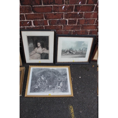 84 - A QUANTITY OF FRAMED VINTAGE ENGRAVINGS AND PRINTS, various artists and subjects