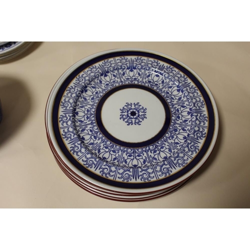 89 - A COLLECTION OF BLUE AND WHITE CERAMICS, to include Royal Crown Derby saucers and side plates, seven... 