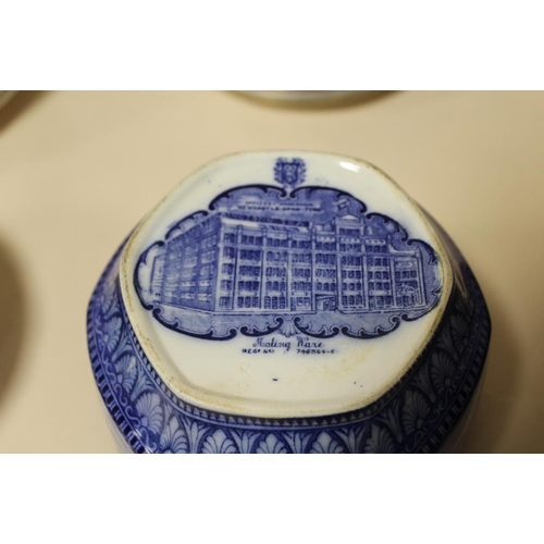 89 - A COLLECTION OF BLUE AND WHITE CERAMICS, to include Royal Crown Derby saucers and side plates, seven... 