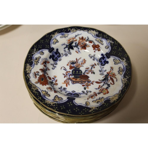 89 - A COLLECTION OF BLUE AND WHITE CERAMICS, to include Royal Crown Derby saucers and side plates, seven... 