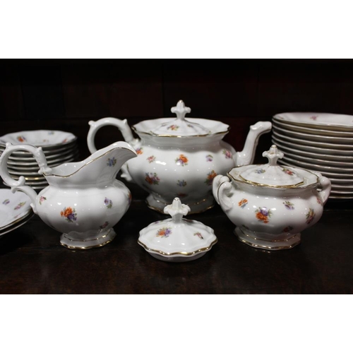 98 - A TRAY OF VINTAGE GERMAN FLORAL CHINA TO INCLUDE A TEAPOT