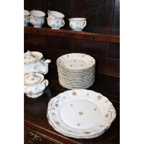 98 - A TRAY OF VINTAGE GERMAN FLORAL CHINA TO INCLUDE A TEAPOT