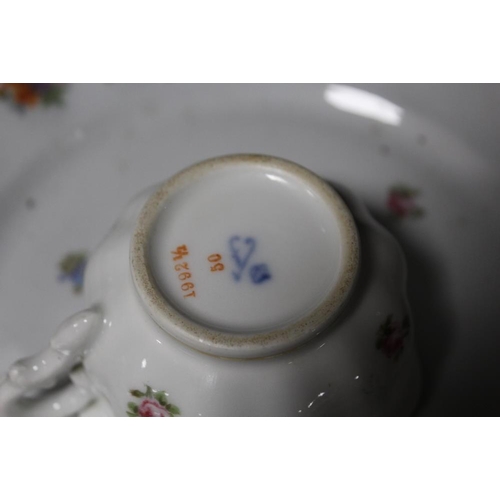 98 - A TRAY OF VINTAGE GERMAN FLORAL CHINA TO INCLUDE A TEAPOT