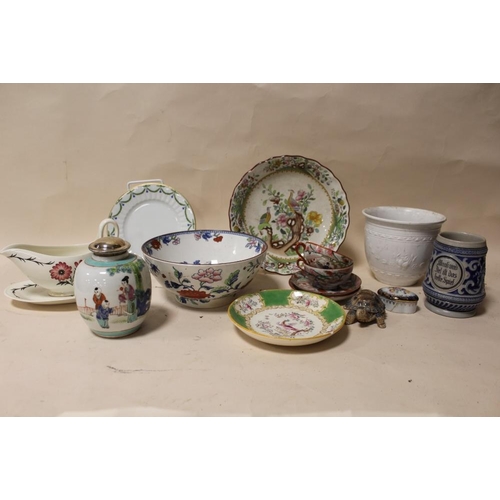 100 - FIVE TRAYS OF ASSORTED CERAMICS AND CHINA, to include Sadler, Royal Doulton and Minton examples