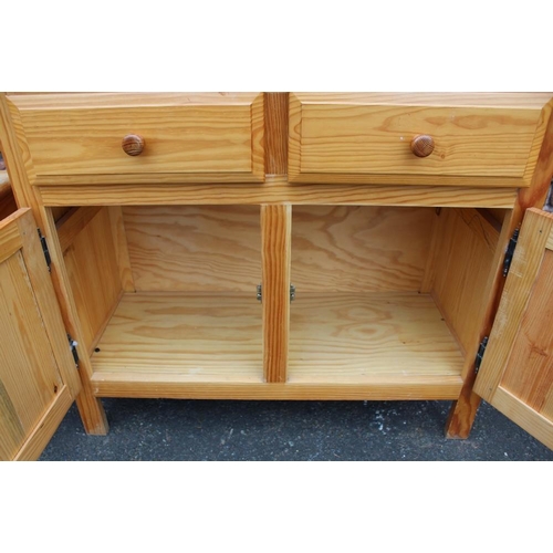 39 - A MODERN PINE SMALL SIDEBOARD, together with a pine blanket box (2)