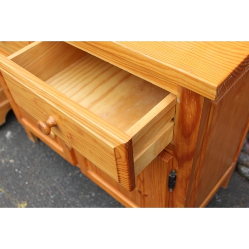 39 - A MODERN PINE SMALL SIDEBOARD, together with a pine blanket box (2)