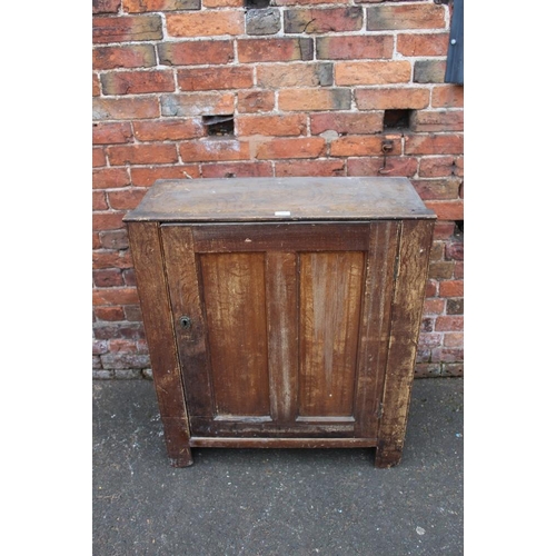 53 - AN ANTIQUE PINE SINGLE DOOR CUPBOARD, H 95 cm, W 82 cm