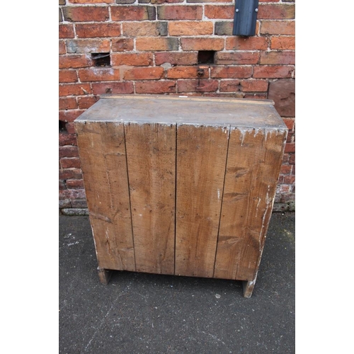 53 - AN ANTIQUE PINE SINGLE DOOR CUPBOARD, H 95 cm, W 82 cm