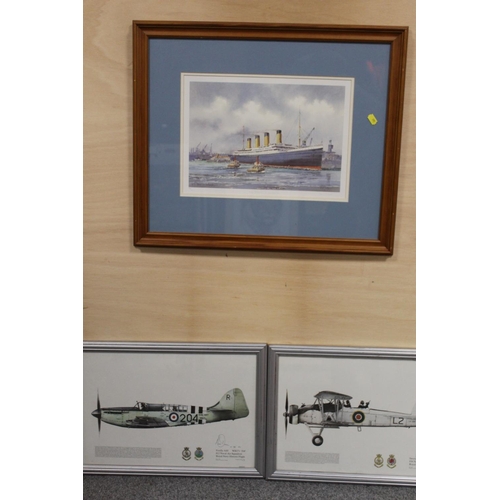 17 - A COLLECTION OF ASSORTED PRINTS TO INCLUDE NAVAL AIR SQUADRON PRINTS, TB HARDY PRINT OF SHIPS AT SEA... 