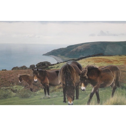 21 - A QUANTITY OF FRAMED AND GLAZED PRINTS TO INCLUDE A PRINT OF 'EXMOOR PONIES', TOGETHER WITH TWO FRAM... 