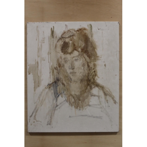 25 - MAURICE FEILD (1905-1988). An unfinished head and shoulder portrait of a young woman. Unsigned, mixe... 