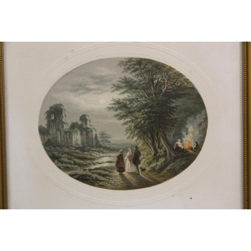 43 - A SMALL QUANTITY OF FRAMED AND GLAZED LE BLOND PRINTS OF LANDSCAPES WITH FIGURES