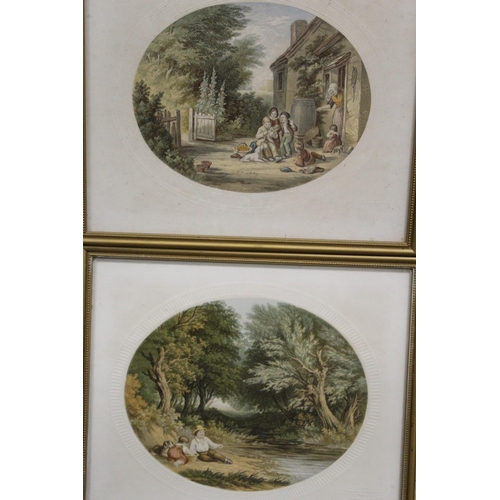 43 - A SMALL QUANTITY OF FRAMED AND GLAZED LE BLOND PRINTS OF LANDSCAPES WITH FIGURES