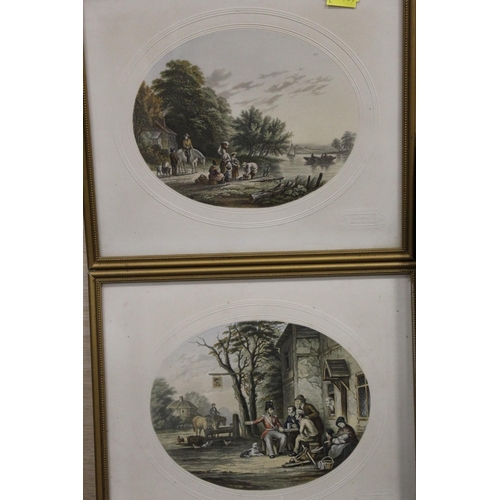 43 - A SMALL QUANTITY OF FRAMED AND GLAZED LE BLOND PRINTS OF LANDSCAPES WITH FIGURES