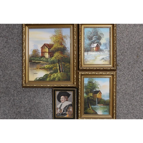 70 - A BOX OF GILT FRAMED OIL PAINTINGS TO INCLUDE LANDSCAPES, STILL LIFE STUDIES ETC.