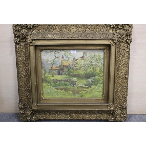 73 - A NINETEENTH CENTURY HEAVY GILT FOLIATE FRAME, with extensive carved detailing throughout, rebate 35... 