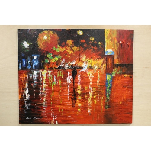 78 - A LARGE UNFRAMED IMPRESSIONIST OIL ON CANVAS OF A STREET SCENE WITH FIGURE SIGNED LEOMID AFROMOV ? S... 