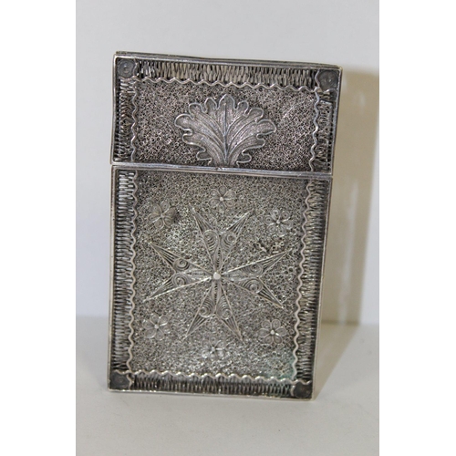 408 - A FILIGREE SILVER CARD CASE - APPROX WEIGHT 69.4G