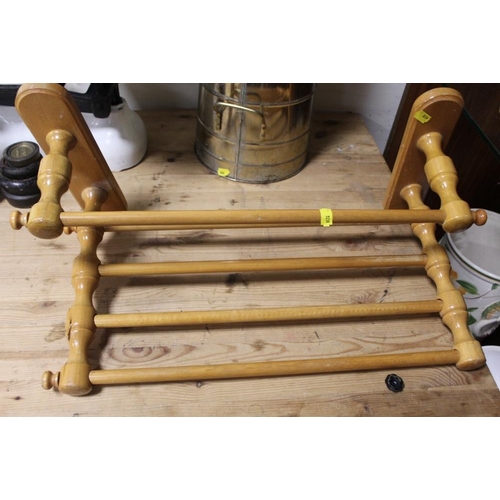 274 - A SET OF VINTAGE SCALES AND WEIGHTS, COAL SCUTTLE AND TOWEL RAIL