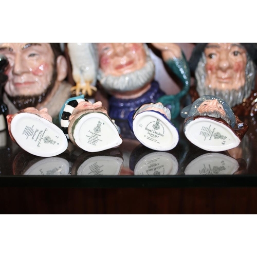 284 - FOUR ROYAL DOULTON CHARACTER JUGS TO INCLUDE RIP VAN WINKLE, TOGETHER WITH FOUR SMALLER EXAMPLES