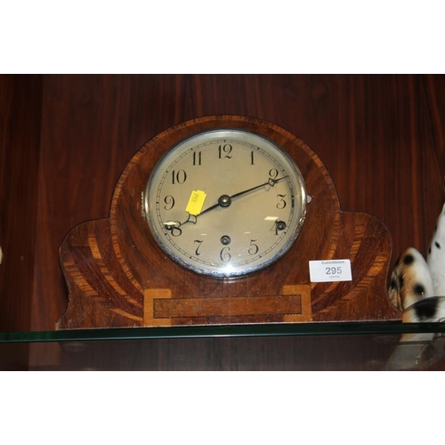 295 - A VINTAGE INLAID MAHOGANY MANTLE CLOCK