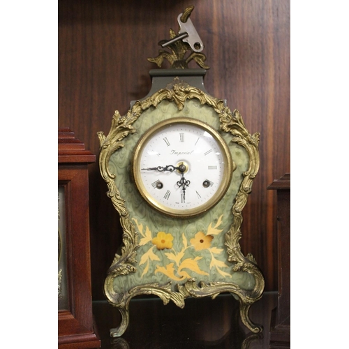 299 - AN IMPERIAL REPRODUCTION MANTLE CLOCK TOGETHER WITH TWO OTHERS