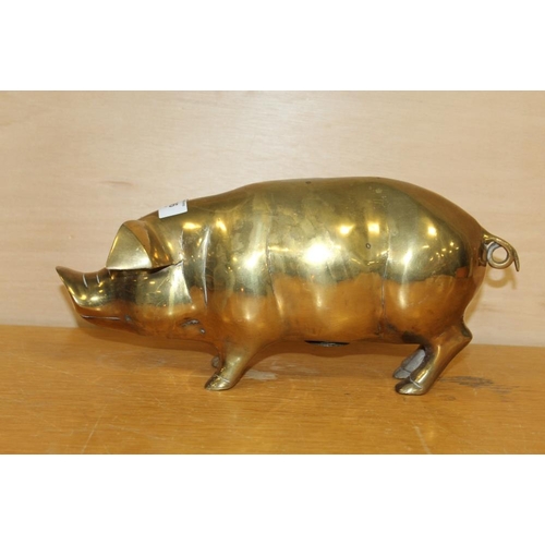 306 - A LARGE BRASS PIGGY BANK H 37 CM