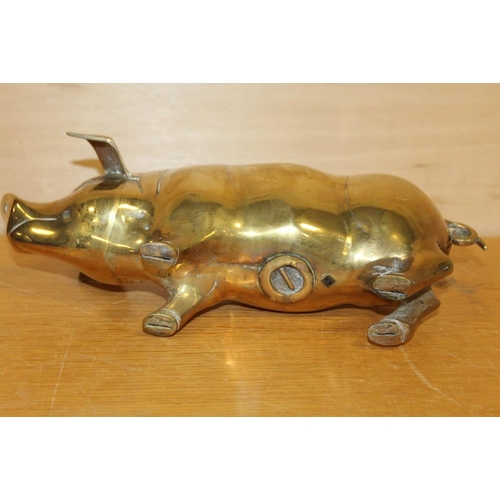 306 - A LARGE BRASS PIGGY BANK H 37 CM