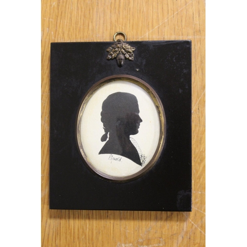 1 - FOUR GEORGIAN STYLE SILHOUETTE PORTRAIT MINIATURES ALL SIGNED P. ARNOLD LOWER LEFT OVERALL SIZE - 13... 