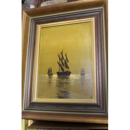 45 - A COLLECTION OF PICTURES AND PRINTS TO INCLUDE A PAIR OF MARITIME OIL ON CANVAS ETC., TOGETHER WITH ... 