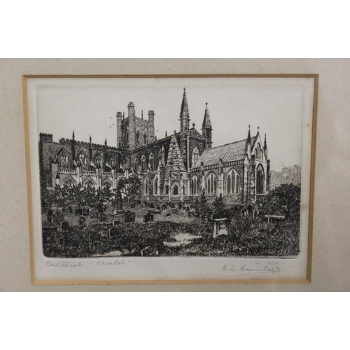 47 - A COLLECTION OF ASSORTED SIGNED PRINTS AND ETCHINGS - BUILDINGS AND LANDSCAPES (12)