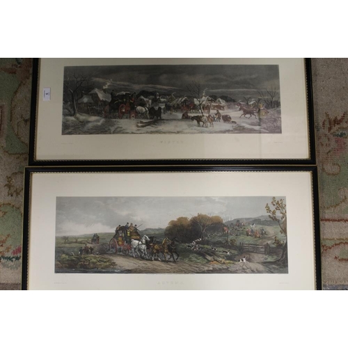 6 - A LARGE QUANTITY OF FRAMED AND GLAZED COACHING AND HUNTING SCENE PRINTS TO INCLUDE A SET OF FOUR SEA... 