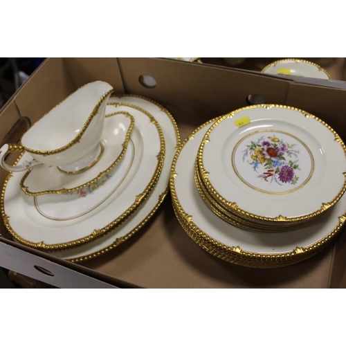 65 - TWO TRAYS OF FLORAL PARAGON TEA AND DINNERWARE TO INCLUDE TUREENS, CUPS AND SAUCERS ETC.