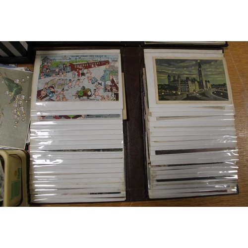 347 - A COLLECTION OF VINTAGE POSTCARDS TO INCLUDE SIX 'IDEAS' NOVELTY POSTCARDS, BOTH LOOSE AND IN ALBUMS... 