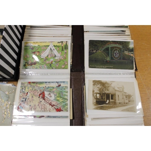 347 - A COLLECTION OF VINTAGE POSTCARDS TO INCLUDE SIX 'IDEAS' NOVELTY POSTCARDS, BOTH LOOSE AND IN ALBUMS... 