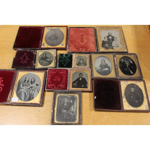 350 - A COLLECTION OF CASED ANTIQUE DAGUERREOTYPES, SOME WITH DAMAGES (10)