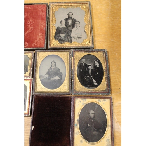 350 - A COLLECTION OF CASED ANTIQUE DAGUERREOTYPES, SOME WITH DAMAGES (10)