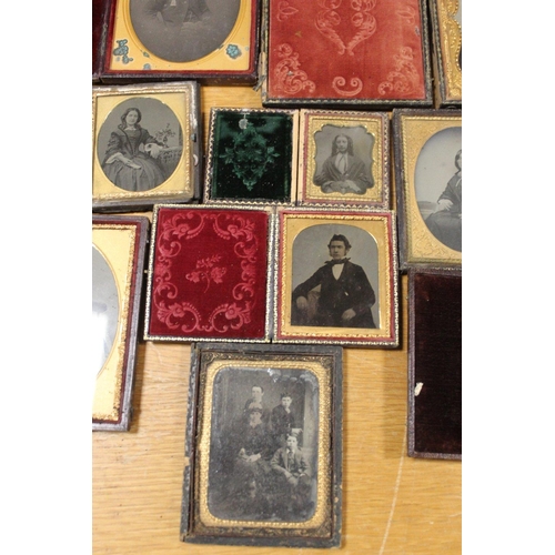 350 - A COLLECTION OF CASED ANTIQUE DAGUERREOTYPES, SOME WITH DAMAGES (10)