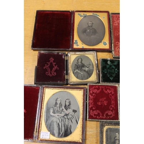 350 - A COLLECTION OF CASED ANTIQUE DAGUERREOTYPES, SOME WITH DAMAGES (10)