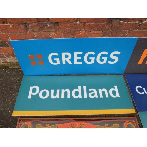 40 - FIVE PERSPEX SHOP ADVERTISING SIGNS TO INCLUDE POUNDLAND AND GREGGS, REPRODUCTION FUN FAIR SIGN (6)